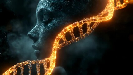 Futuristic DNA and Human Profile Visualization - Powered by Adobe