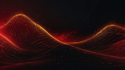 Abstract glowing red and gold landscape with a dark and mysterious feel