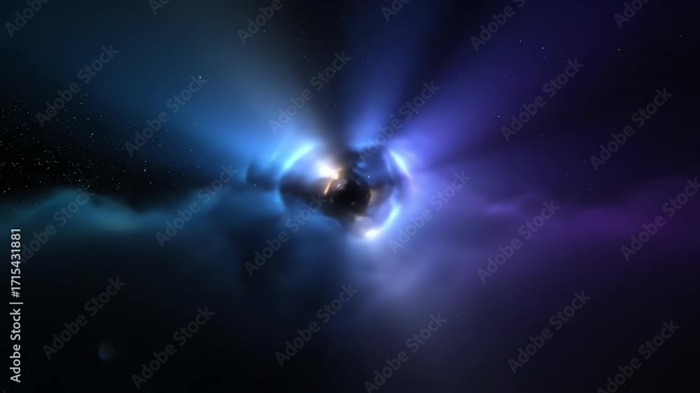 Canvas Prints a seamlessly looping video of abstract volumetric light rays piercing through a dark deep space fog,