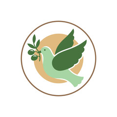 Olive Branch Dove Peace Symbol Illustration.