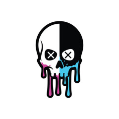 Dripping Skull Graphic With X Eyes.