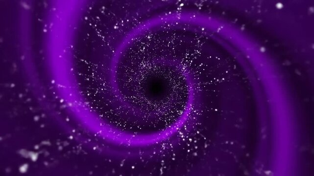 A seamlessly looping video showcasing a deep purple abstract vortex with tiny, rapidly swirling bright specks graphic, nightsky, motion