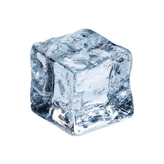 Obraz premium Single Ice Cube with Frost Texture Isolated on Transparent Background