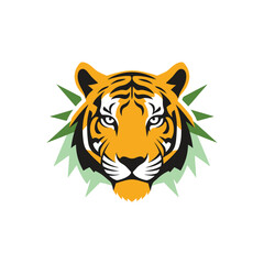 Tiger Head Emblem with Green Spiky Accents.