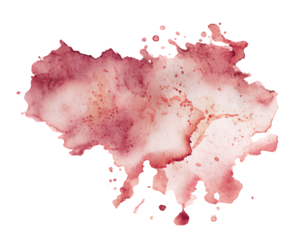 Pink Watercolor Paint Stain Texture Isolated on Transparent Background