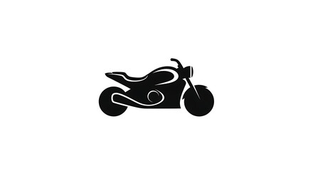 Sleek black motorcycle silhouette with decorative swirls