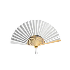 White paper fan, light beige handle