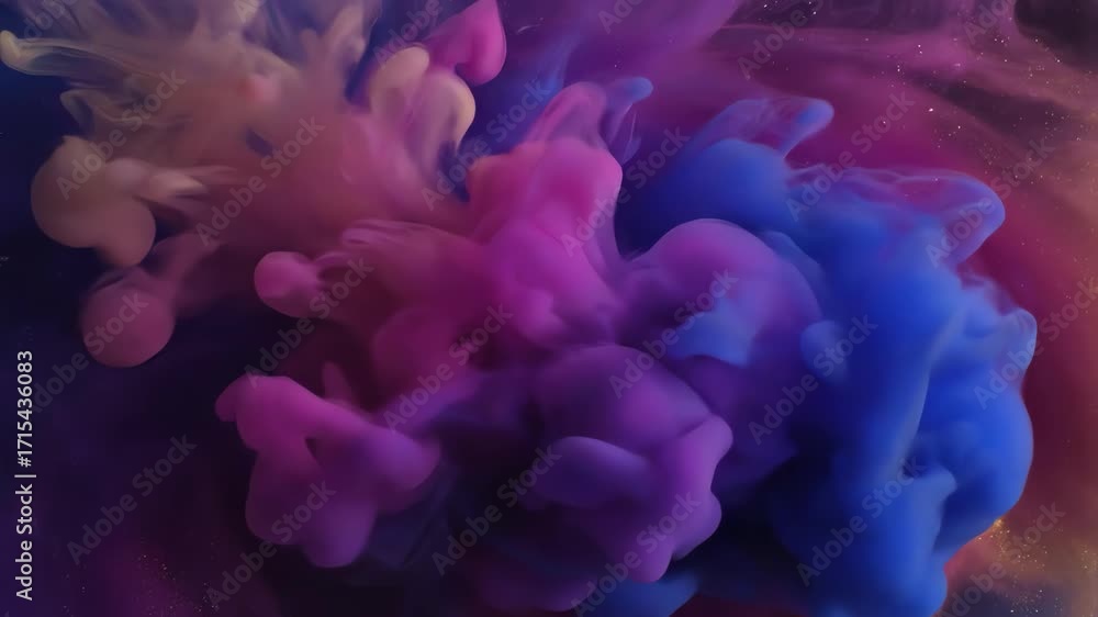 Wall mural a vividly colored cosmic mist pattern flowing and merging like liquid paint in a seamless loop parti