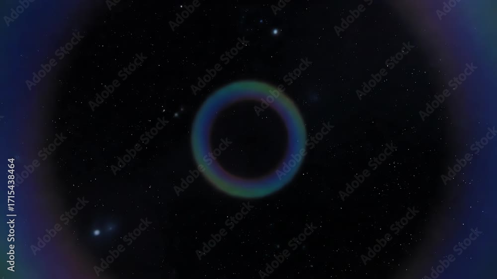 Wall mural abstract deep space background featuring slowly expanding rings of iridescent light and subtle parti