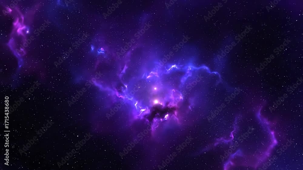 Wall mural abstract deep space background with shimmering ultraviolet gas clouds swirling slowly in a seamless 
