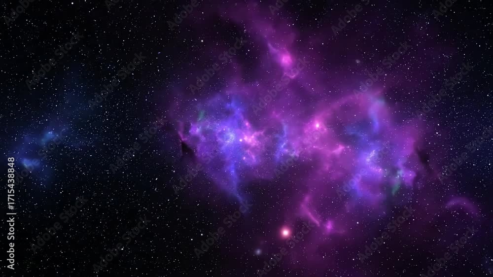 Wall mural abstract deep space background with shimmering ultraviolet gas clouds swirling slowly in a seamless 