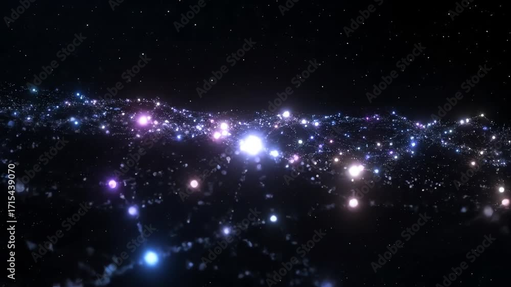 Wall mural abstract cosmic web of interconnected glowing particles and energy lines, slowly pulsating in deep s