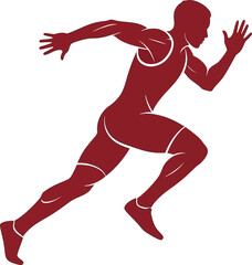 Dynamic athletic runner silhouette in motion sprinting fast towards goal competition vector