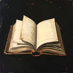 An open antique book rests on a dark surface, showcasing aged pages and a rich, vintage color palette.