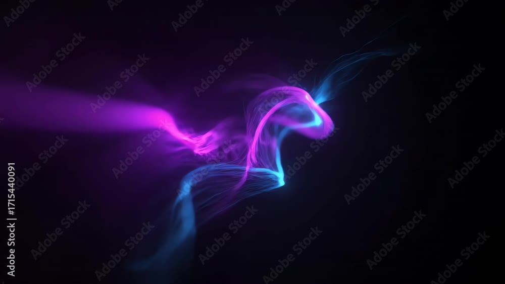 Wall mural abstract glowing magenta and cyan light streams flowing in a kinetic, seamlessly looping ethereal mo