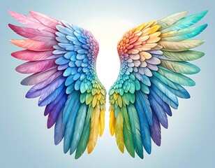 Obraz premium Vibrant rainbow angel wings