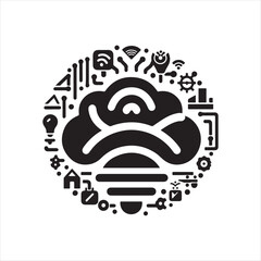 lot sensor vector silhouette clip art logo design concept  illustration