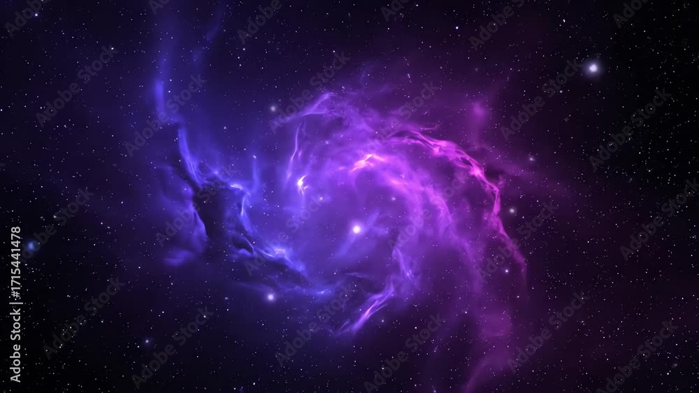 Wall mural abstract deep space background with shimmering ultraviolet gas clouds swirling slowly in a seamless 