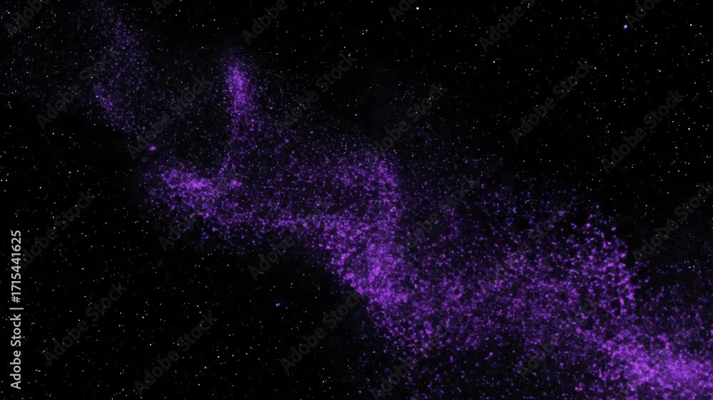 Wall mural abstract particle stream of glowing purple dust moving through deep space, seamless loop seamless lo