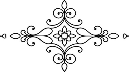 Elegant black and white floral scrollwork ornament