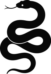 Fototapeta premium Black snake coiled vector silhouette
