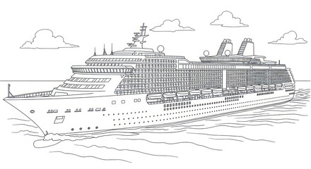 Cruise ship line drawing
