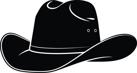 Iconic silhouette cowboy hat western apparel accessory symbol isolated simple graphic design element vector