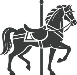 Vintage carousel horse silhouette vector illustration classic amusement ride equestrian symbol vector © artificial_azad!