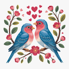 two birds on a branch