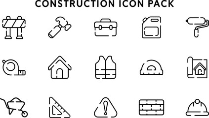 Construction Icon Pack: Clean Line Icons For Tools, Safety, Building, And Site Activities