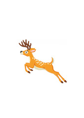 Cartoon funny deer jumping on white background.ai