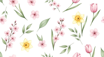 seamless pattern with tulips
