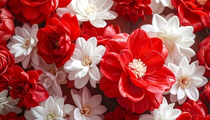 Vibrant red and white flowers create a visually stunning floral display.