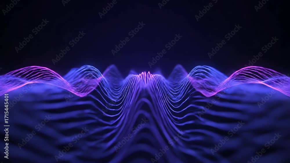Wall mural abstract waves of ultraviolet and fuchsia light expanding and contracting in a mesmerizing, continuo