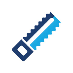 Fototapeta premium Blue hand saw icon on a black background