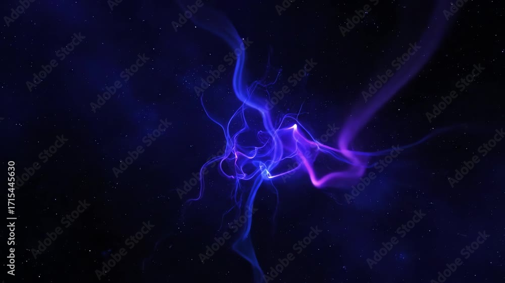 Canvas Prints abstract, seamless loop of a dark space environment illuminated by gentle, flowing ultraviolet energ