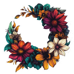 Dark Floral Wreath Frame Illustration | Gothic Botanical Vector Element