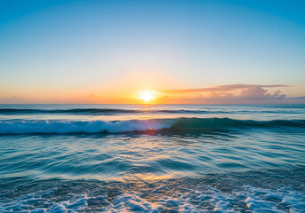 Obraz premium Serene Ocean Background With Gentle Waves And Clear Blue Sky Illuminated By Bright Sun