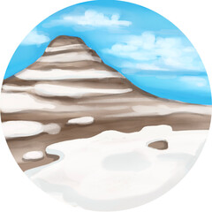 Handdrawn Arid Plateau Salt Badlands Illustration