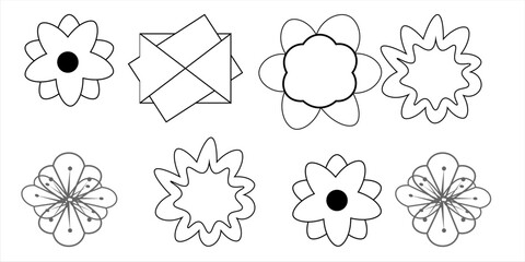 Set of geometric outlines design vector templates in stars, flowers, mosque dome, Islamic tiles shape patterns. Created using AI CS4.