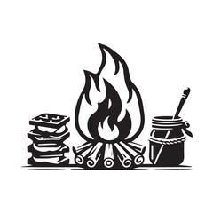 s'mores vector illustration on a white background.Simple design,perfect for various uses.