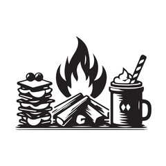 s'mores vector illustration on a white background.Simple design,perfect for various uses.