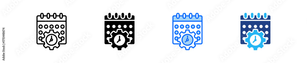 Poster time management icon set multiple style collection