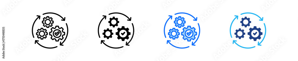Poster workflow optimization icon set multiple style collection