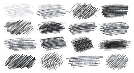Various shades of graphite pencil strokes create a collection of textured design elements.