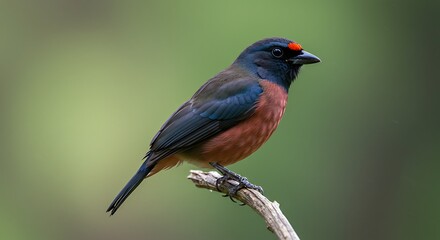 Obraz premium Close-up of a Chestnut-bellied Euphonia bird perched on a branch