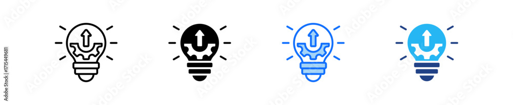 Poster productivity hacks icon set multiple style collection