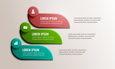Colorful Ribbon Infographic With User, Email, And Chart Icons For Business Process Presentation