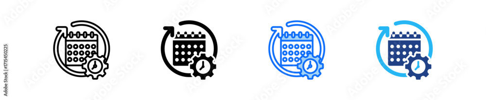 Poster routine icon set multiple style collection