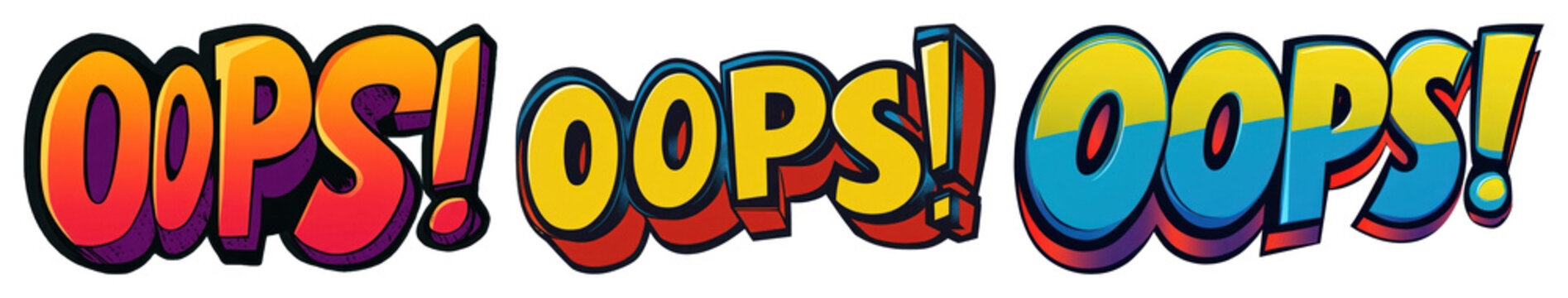 PNG Colorful comic-style text design, element set on transparent background